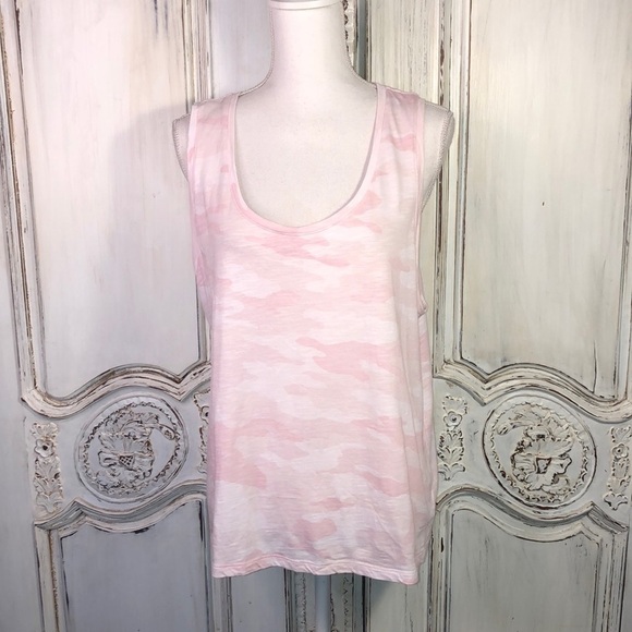 1.State Pink and White Camo Print Scoop Neck Sleeveless Tank Top Size XL - Picture 1 of 9